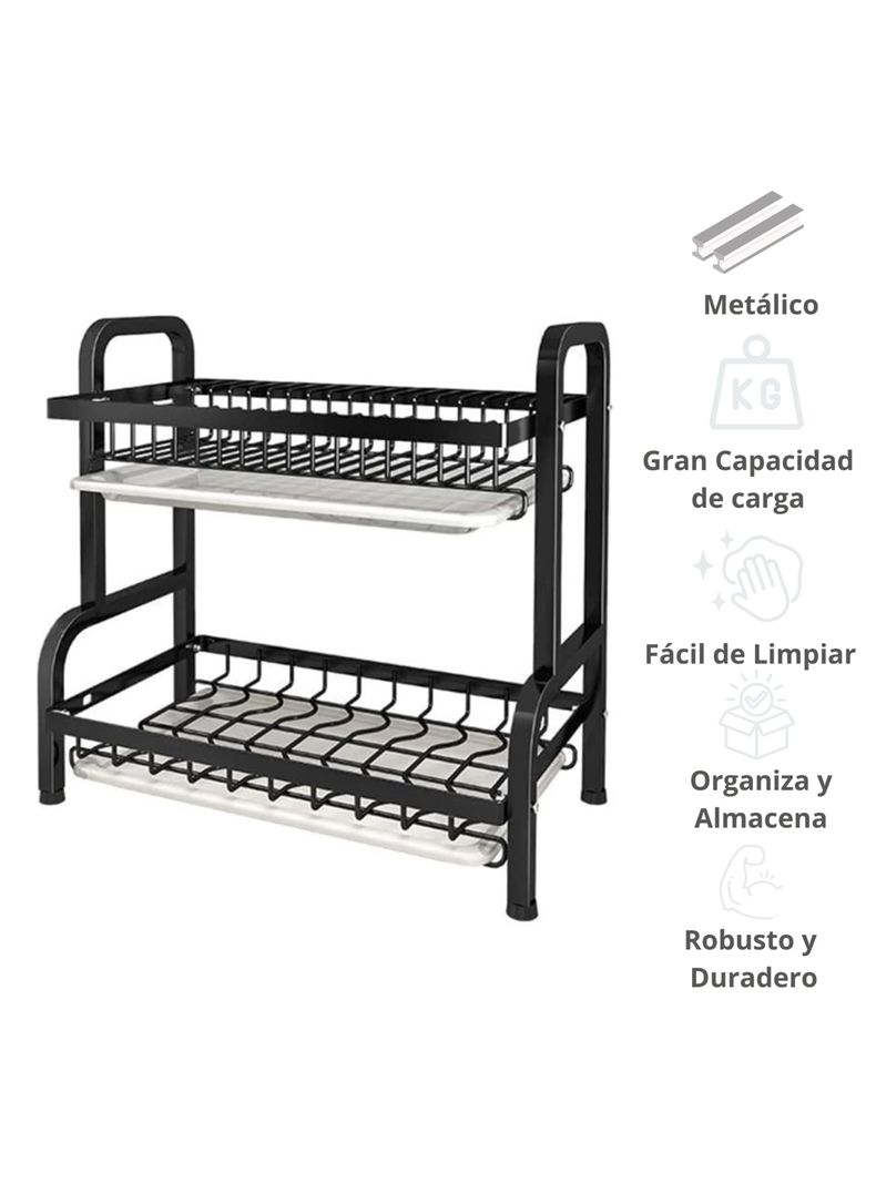 Escurridor platos secador loza inoxidable 2 niveles inox-6