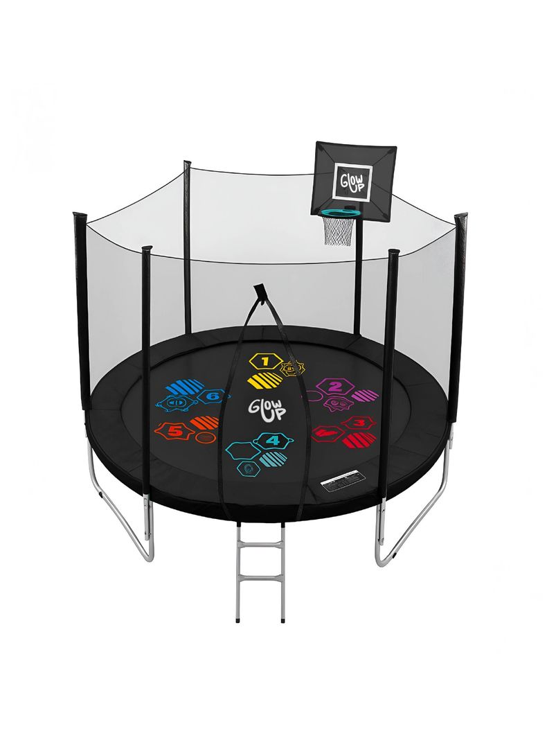 Cama Elastica 8ft 2.44 mts GlowUp Limited Edition Juegos de agua Malla y Escalera Negro