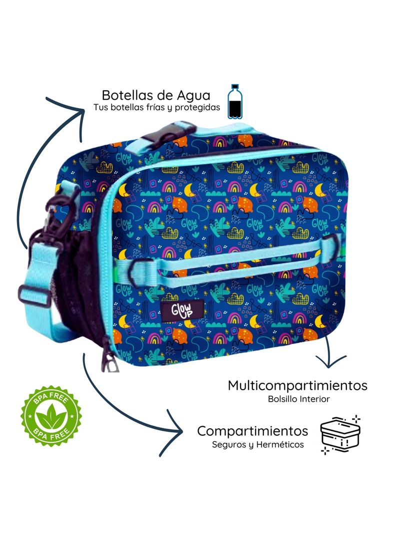 Lonchera térmica niño niña bolso lunch + morral Glowup-5
