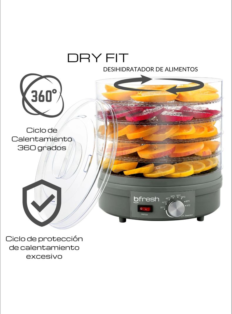 Deshidratador de frutas y alimentos Dry Fit Gris-2