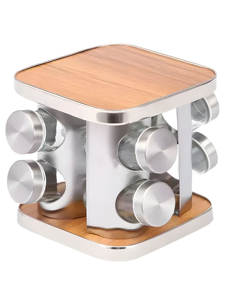 Especiero Cocina 8 Condimentos Giratorio Acero Inoxidable-0