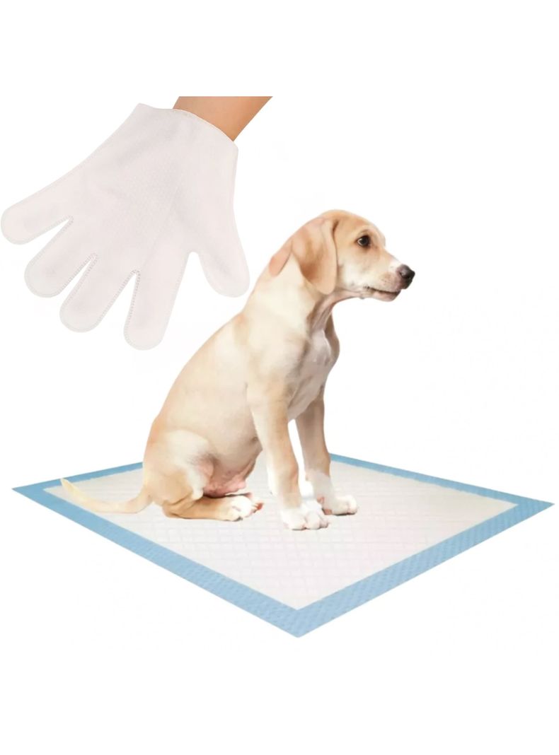 100 Sabanillas 45x60 + 12 Guantes Limpieza Perros Mascotas-0