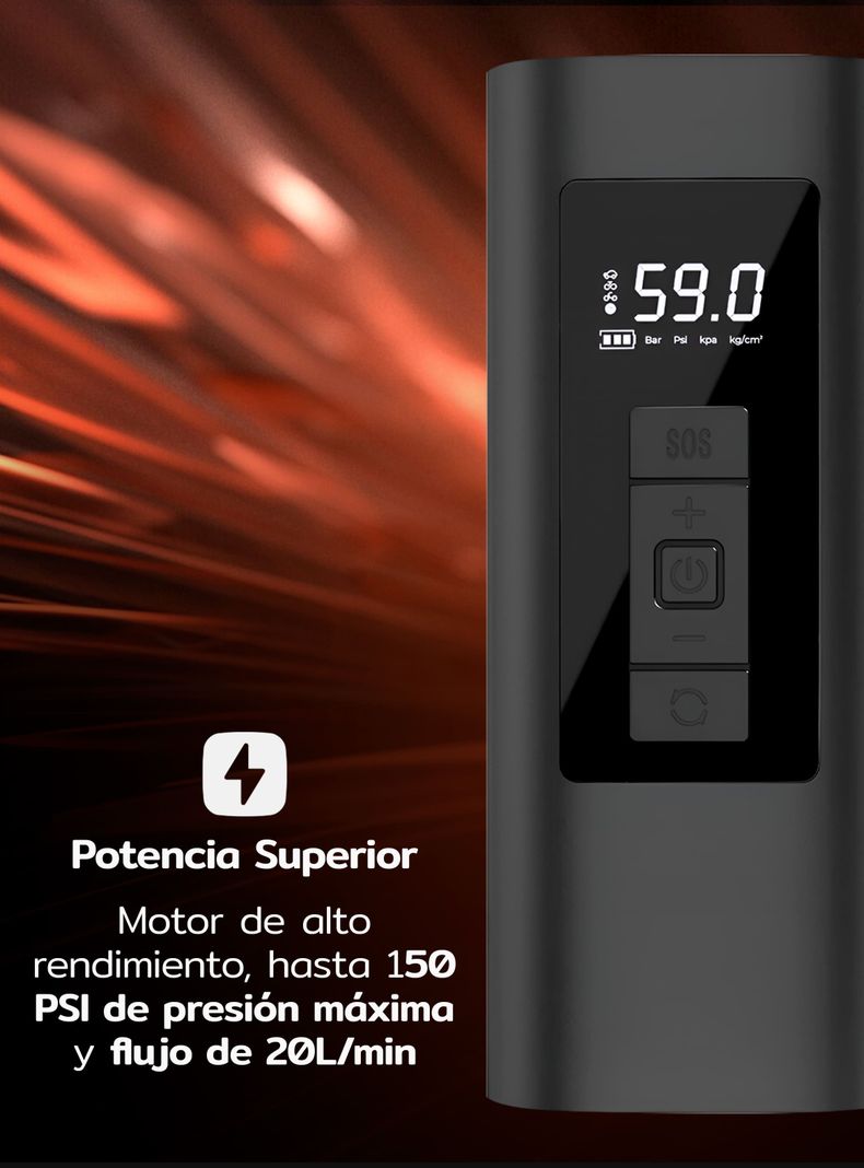 Compresor de aire portátil a batería inflador neumáticos-3