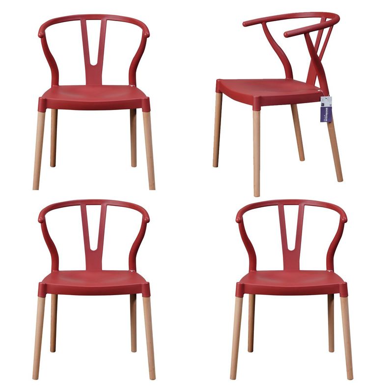Pack 4 Sillas Wishbone Rojo