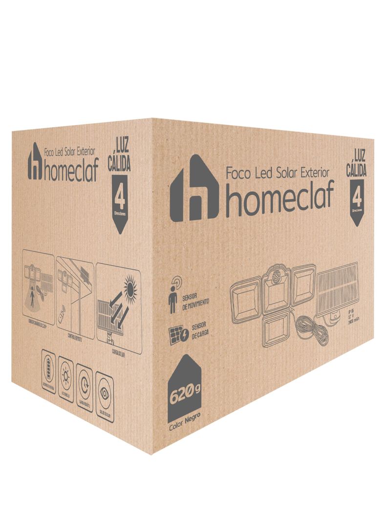 Foco led solar exterior 4 direcciones sensor control luz cálida-7