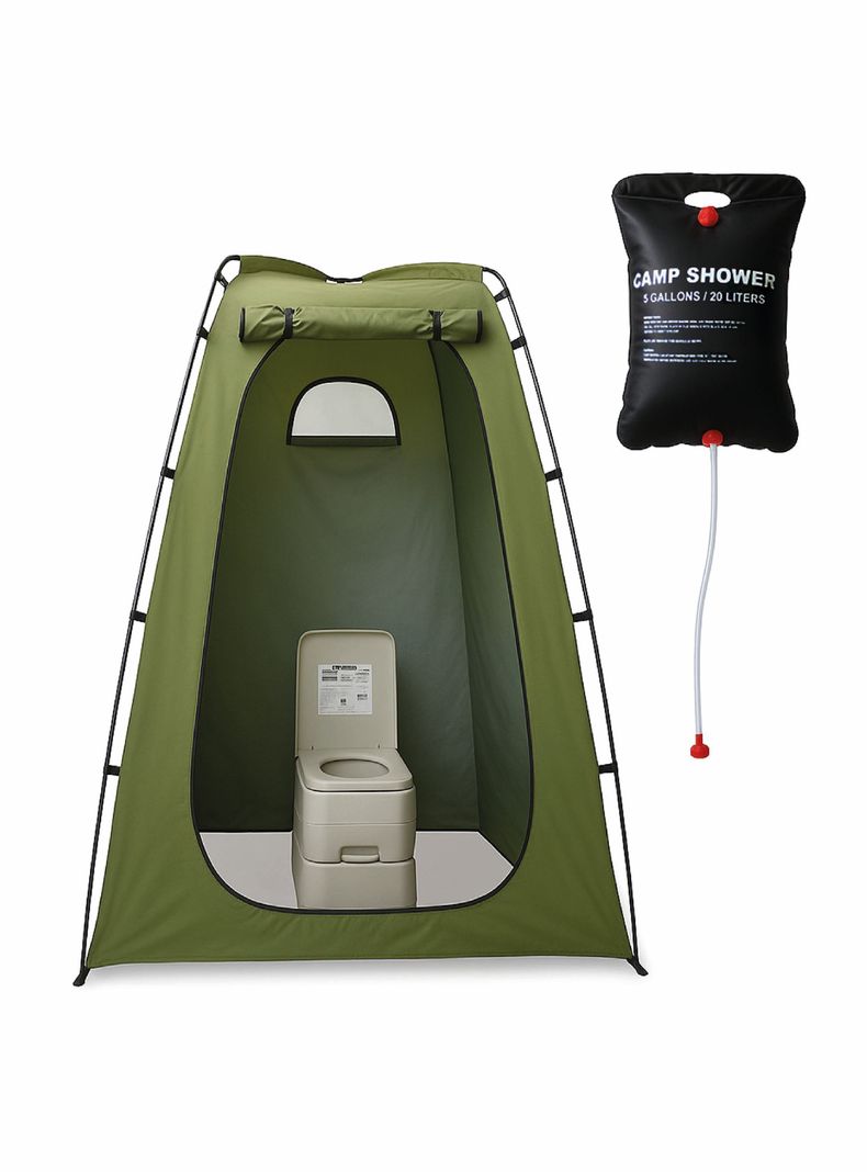 Bano Quimico Portatil Caseta y Ducha Solar 20L para Camping Verde