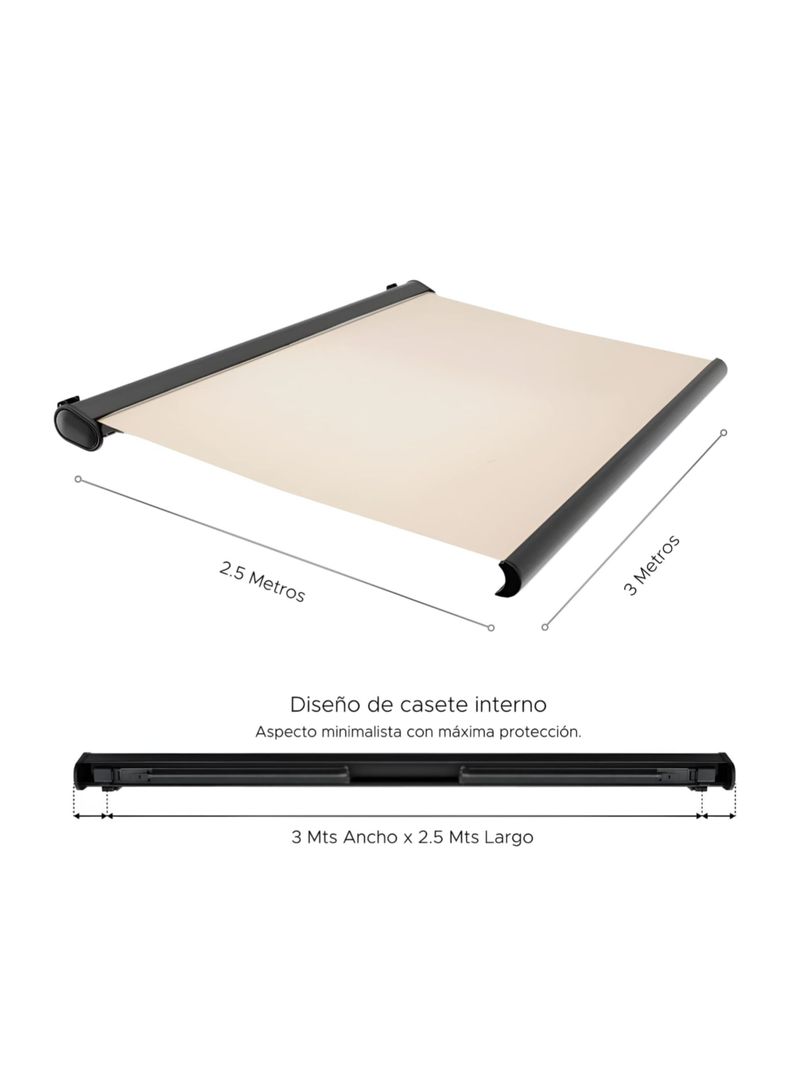 Toldo Brazo Retráctil Motorizado con control remoto 3 x 2.5mts-1