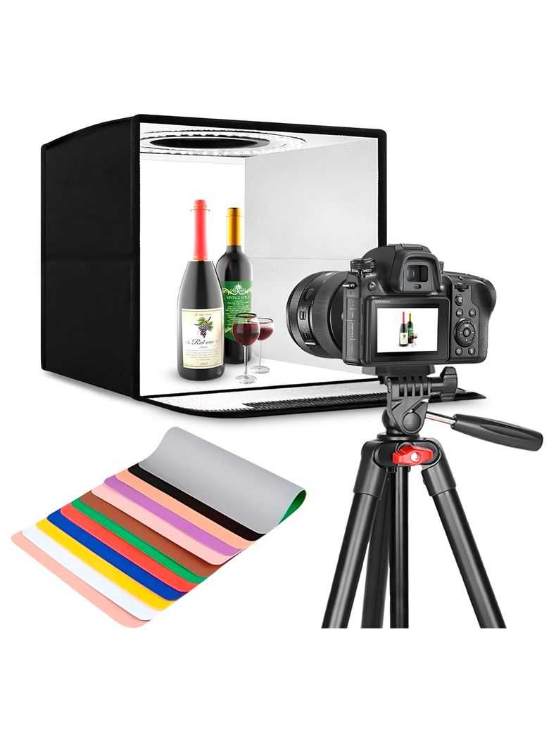 Estudio fotográfico portátil luz led full accesorios-0