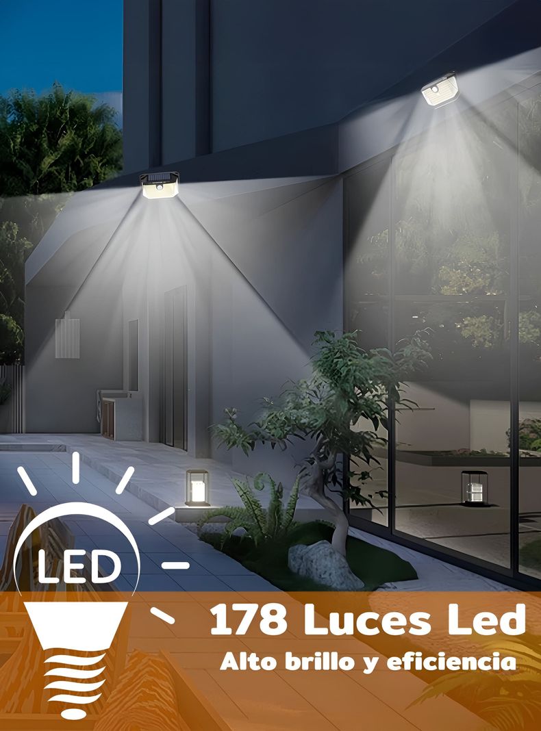Foco Solar 178 Led Exterior Con Sensor Movimiento Homeclaf-3