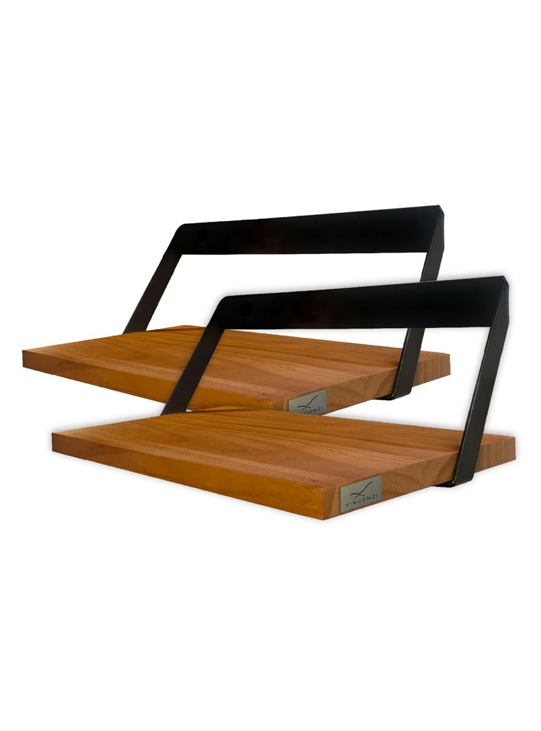 Pack 2 Soportes Y Repisas De Madera Con Hierro Para Pared