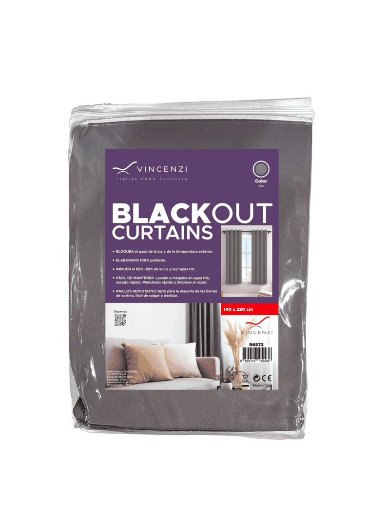 Cortina de Tela Blackout Gris Vincenzi 140x220-1