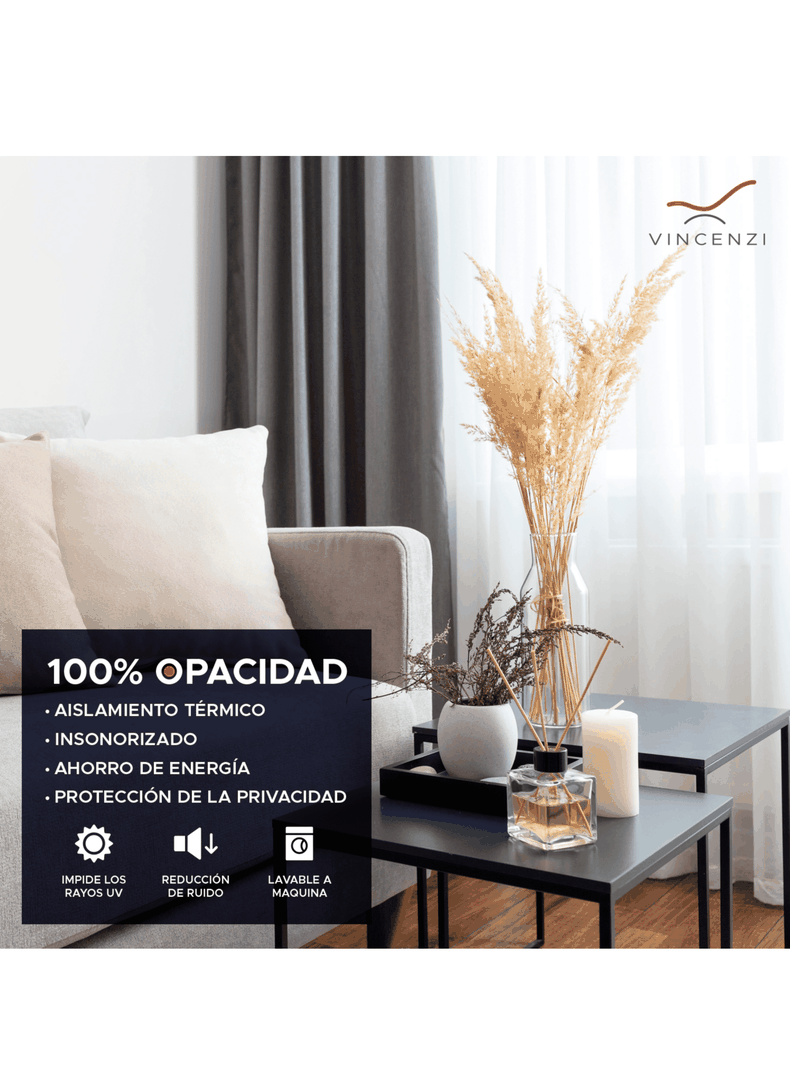 Cortina de Tela Blackout Gris Vincenzi 140x220-3