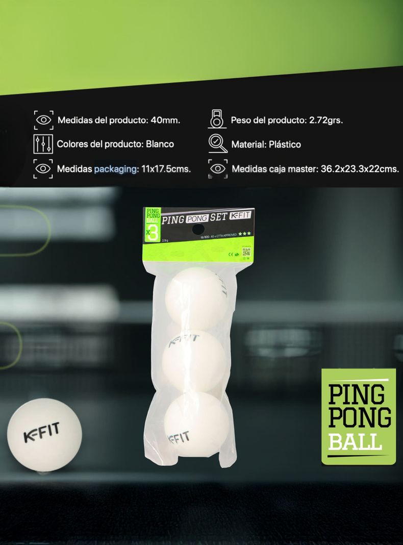 3 Pelotas De Ping Pong Tenis De Mesa 100*40+ Kfit-3