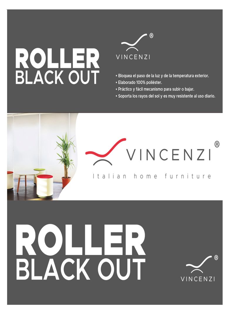 Cortina Roller Blackout Gris 120x230cm-4