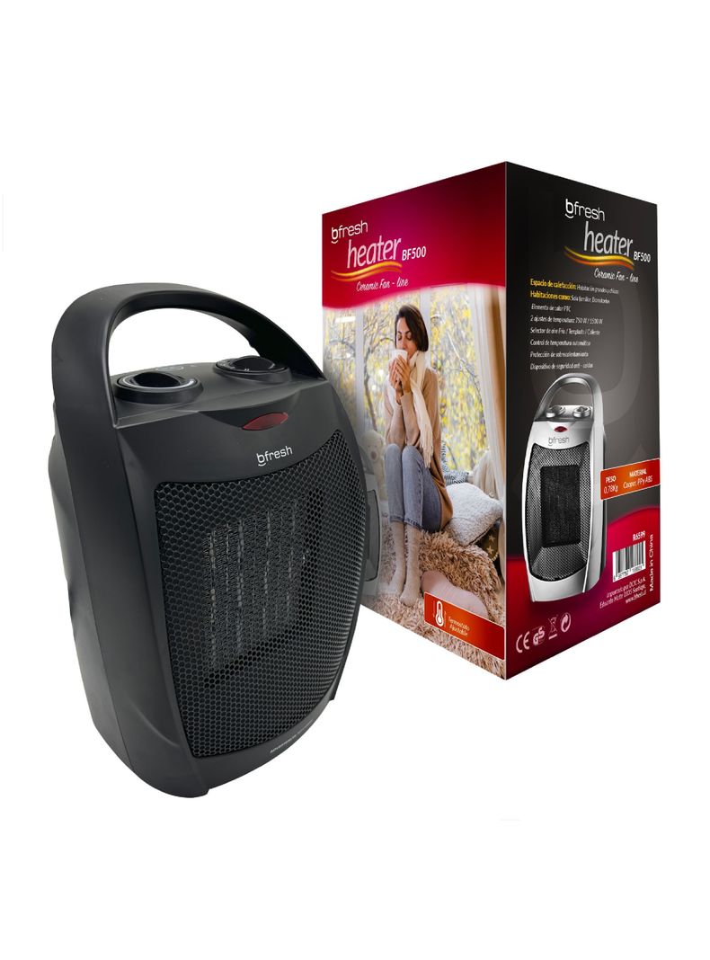 TERMOVENTILADOR ESTUFA CALEFACTOR ELECTRICO 1500W BFRESH NEGRA Negro