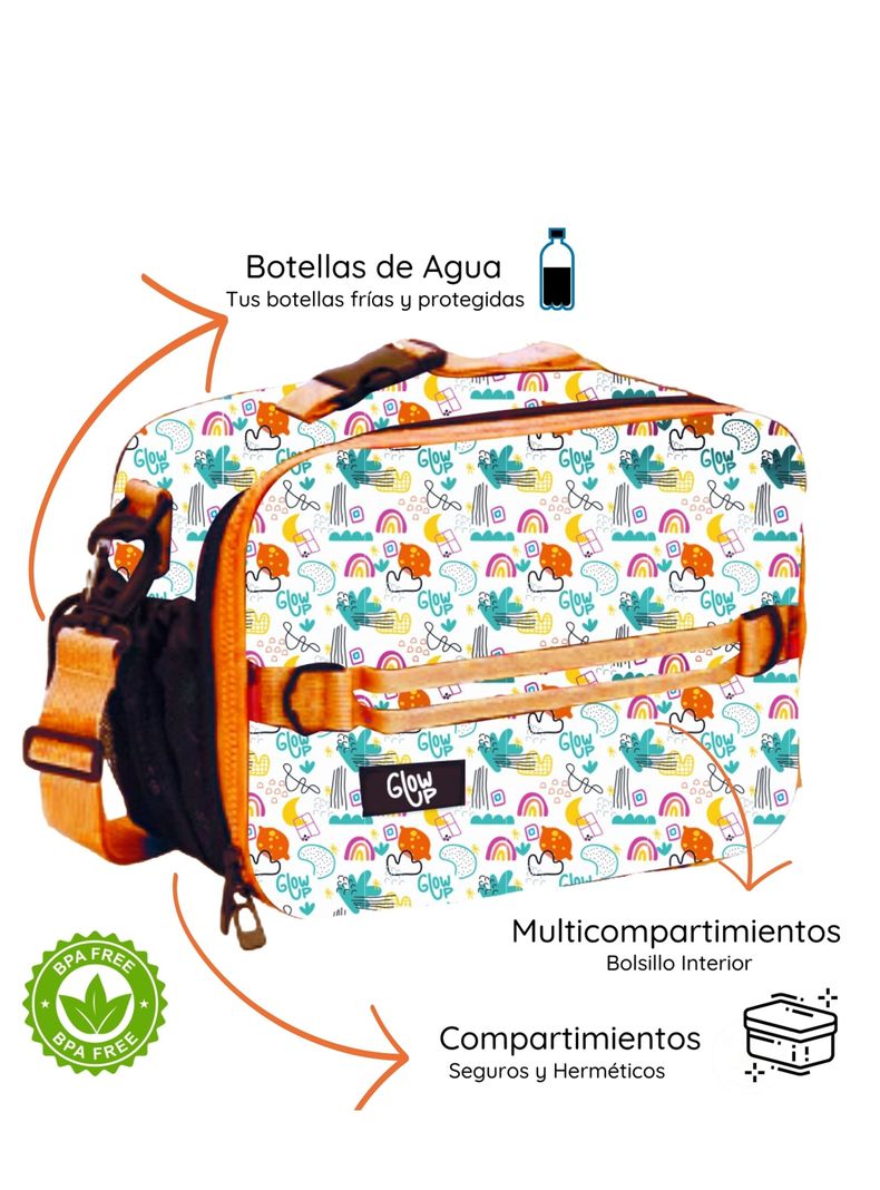 Lonchera térmica niño niña bolso almuerzo + morral Glowup-4