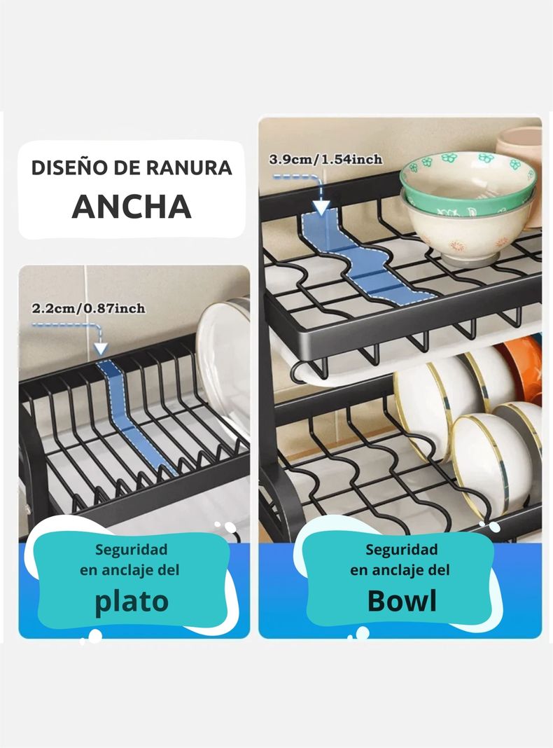 	
Escurridor Platos Secador Loza Inoxidable 3 Niveles-7