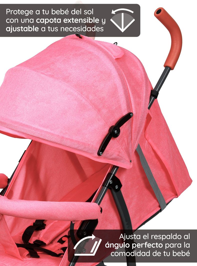 Coche Paragua Paseo Bebe Plegable Niño Niña Rosado-3
