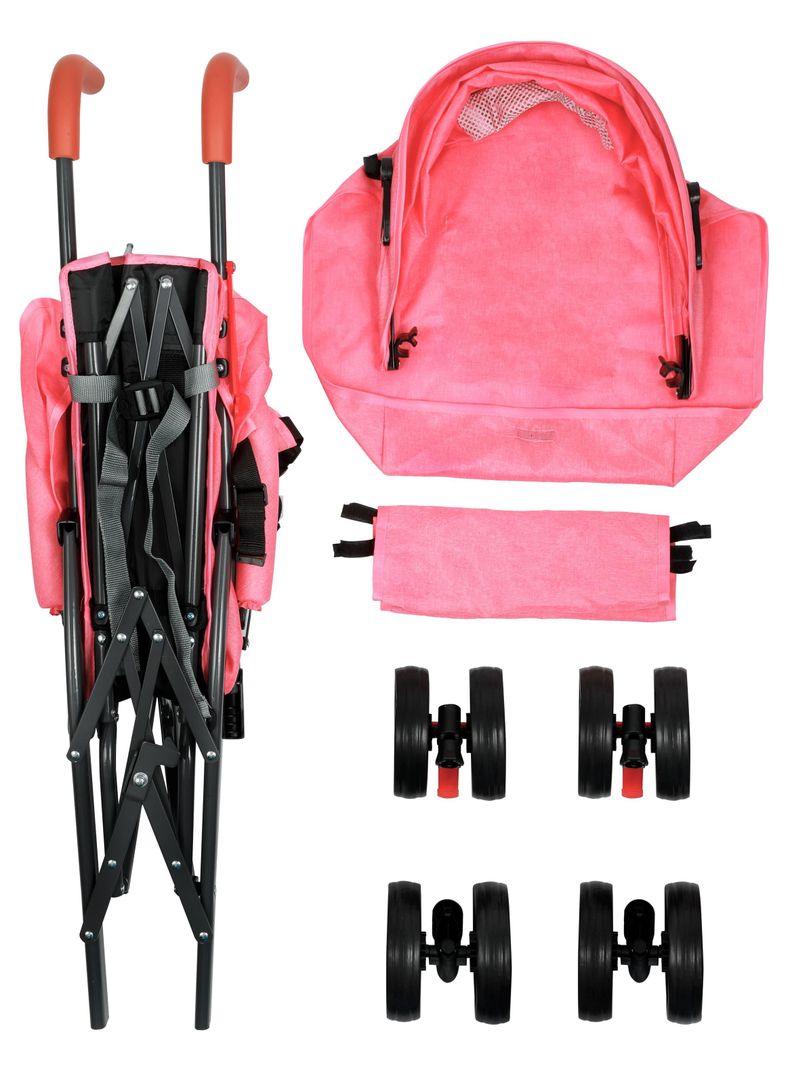 Coche Paragua Paseo Bebe Plegable Niño Niña Rosado-5
