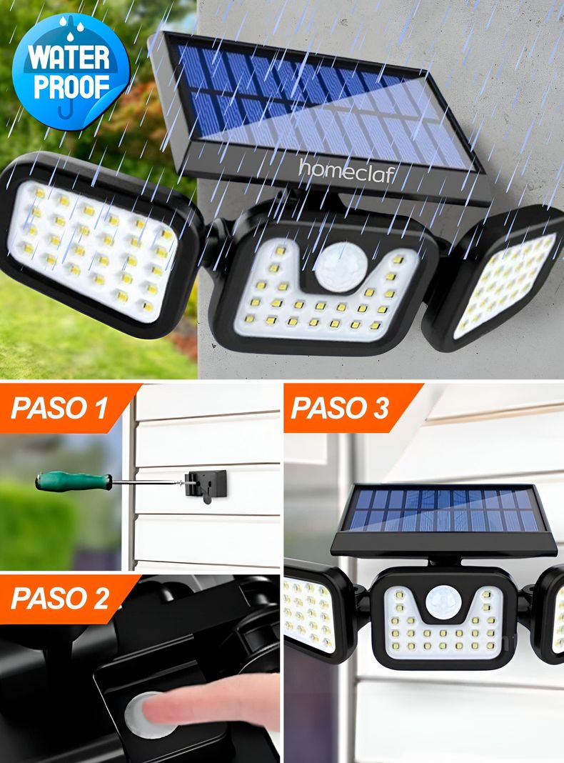 Foco Led Solar Exterior Sensor Movimiento 3p 18w Homeclaf-4