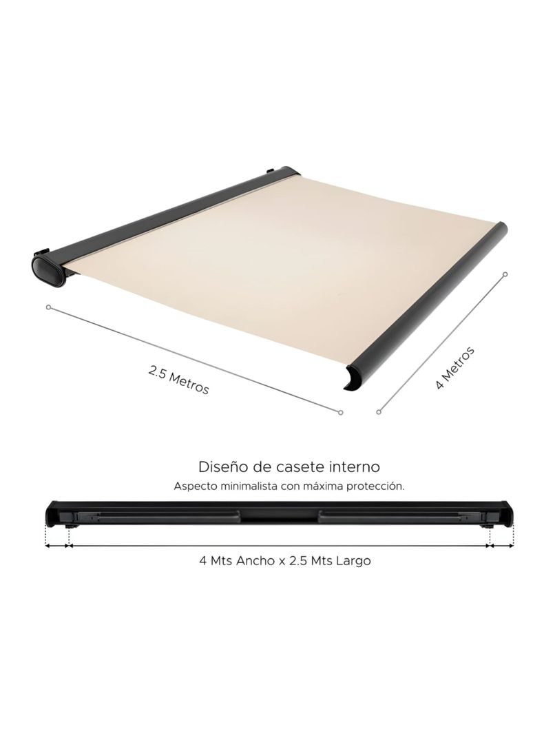 Toldo Brazo Retráctil Motorizado con control remoto 4 x 2.5 mts-1
