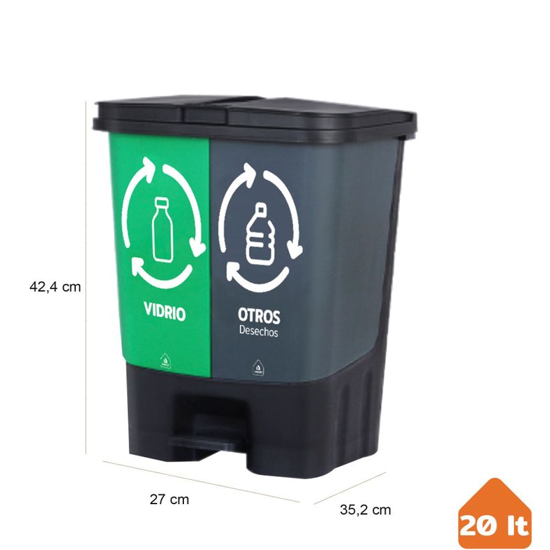 Basureros de Reciclaje 20L Vidrio y Otros Desechos-1