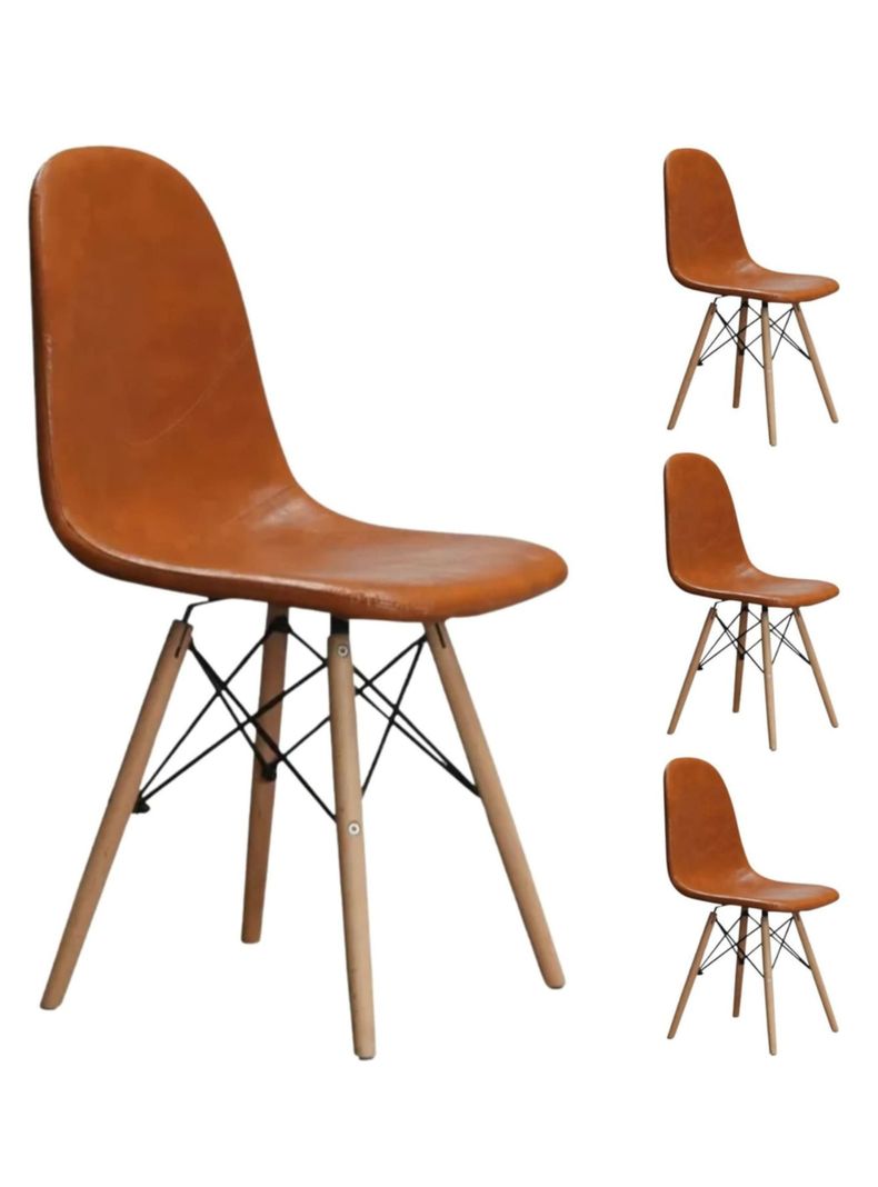 Pack 4 Sillas Comedor Eames Leather Café Vincenzi-0