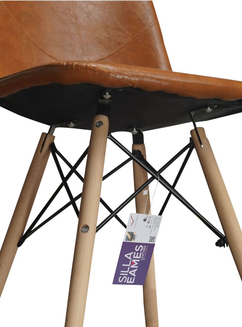 Pack 4 Sillas Comedor Eames Leather Café Vincenzi-4