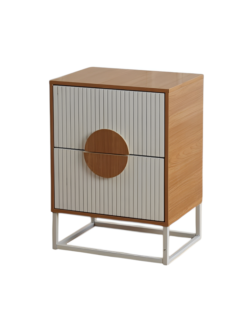 Velador Lumière 2 Cajones moderno madera con blanco-2