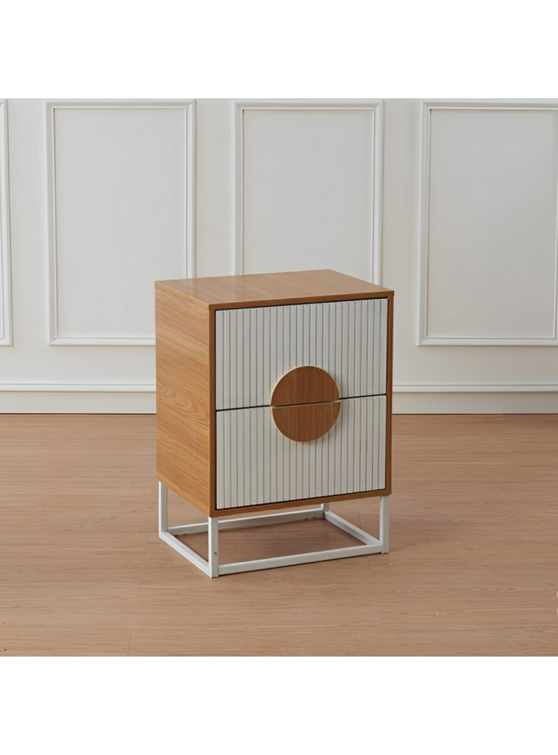 Velador Lumière 2 Cajones moderno madera con blanco-3