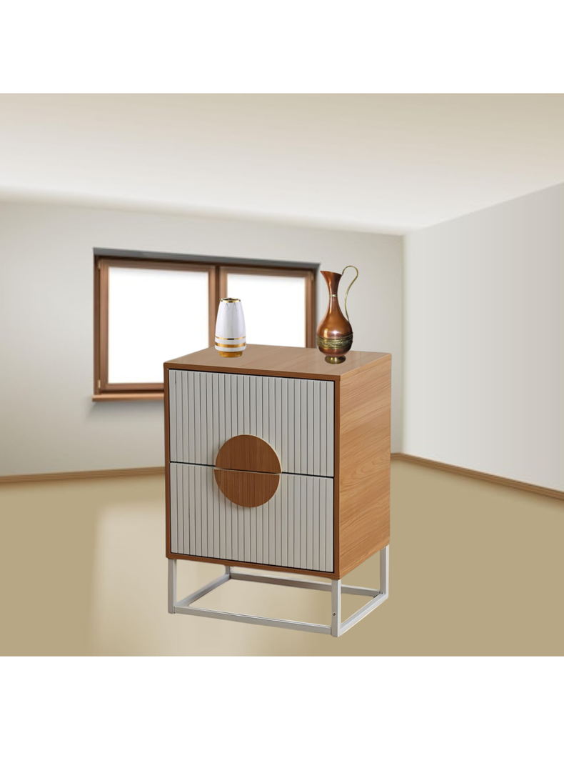 Velador Lumière 2 Cajones moderno madera con blanco-4