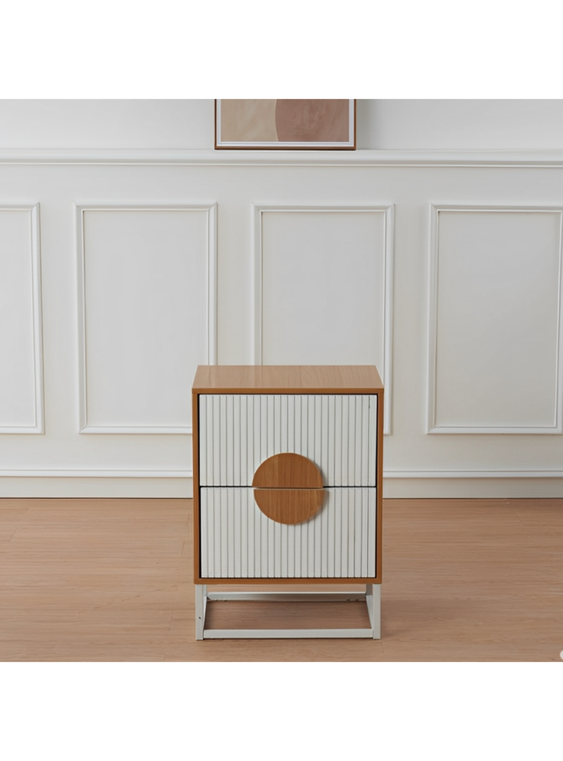 Velador Lumière 2 Cajones moderno madera con blanco-5