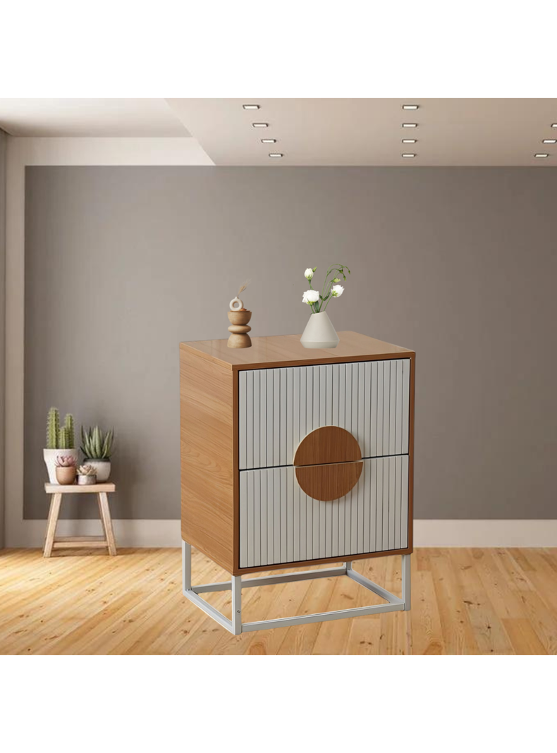 Velador Lumière 2 Cajones moderno madera con blanco-6