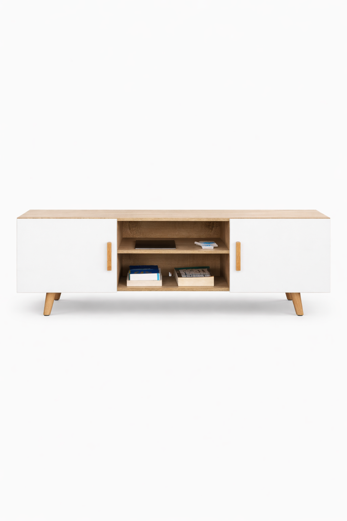 Rack TV 120 cm Terra Nova Blanco Moderno Para 50 Pulgadas