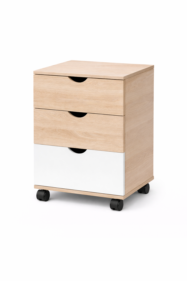 Velador 3 Cajones MDF Madera Clara 454054 cm Reforzado