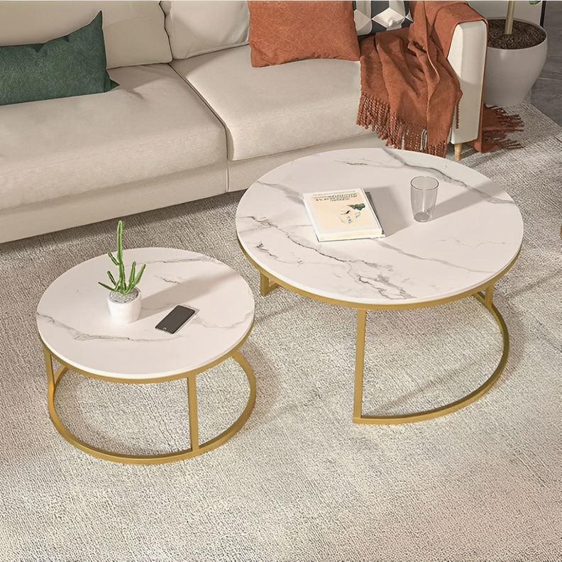 Mesa de Centro Minimalista duo estilo madera brillante y base negro-1