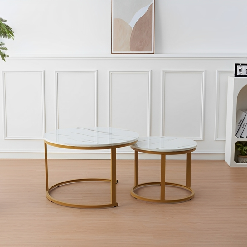 Mesa de Centro Minimalista duo estilo madera brillante y base negro-5