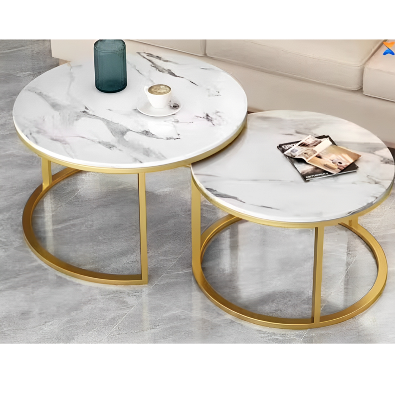 Mesa de Centro Minimalista duo estilo madera brillante y base negro-7