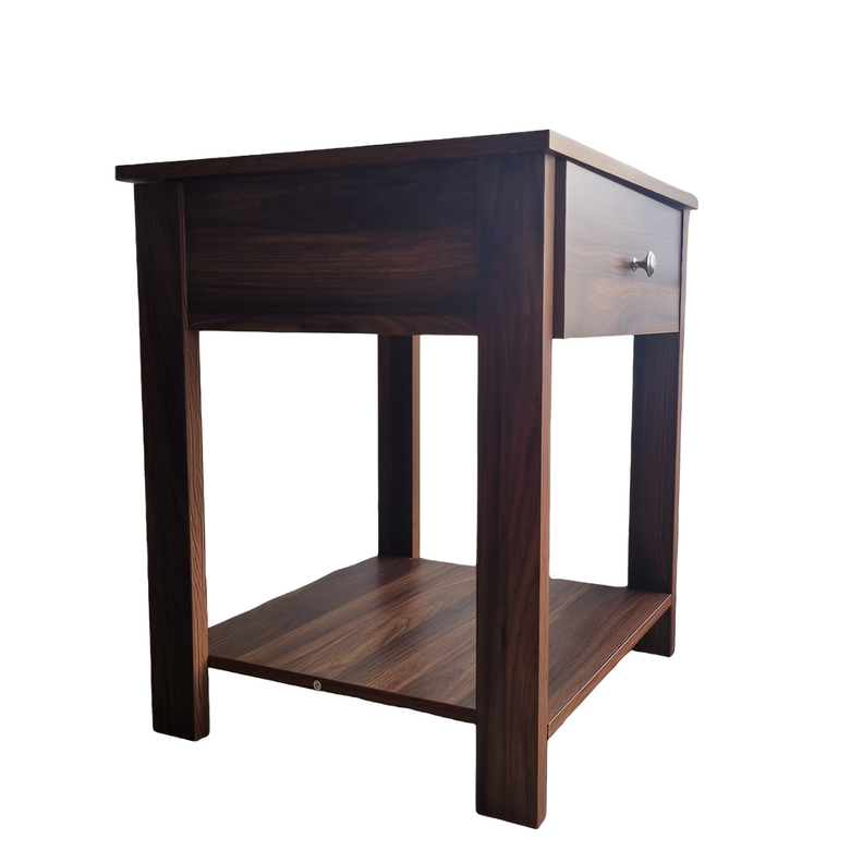 Mesa lateral Brand un cajon color madera oscuro-1