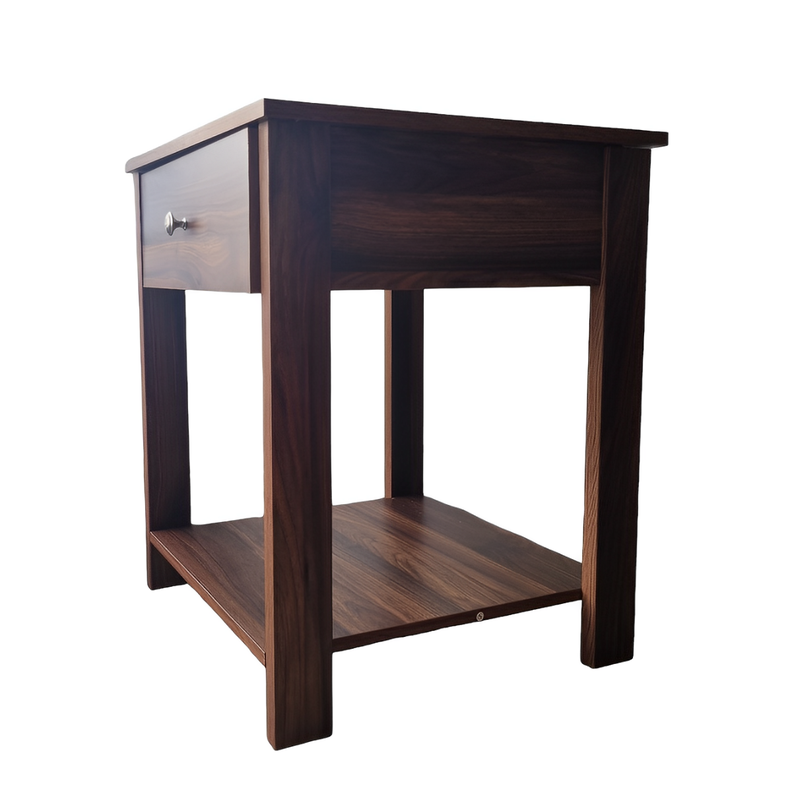 Mesa lateral Brand un cajon color madera oscuro-3
