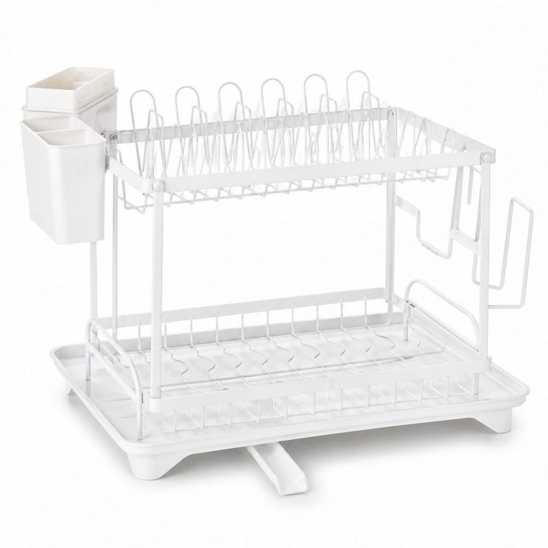 Secaplatos Blanco Con Desague Y Bandeja Recolectora Blanco/Blanco