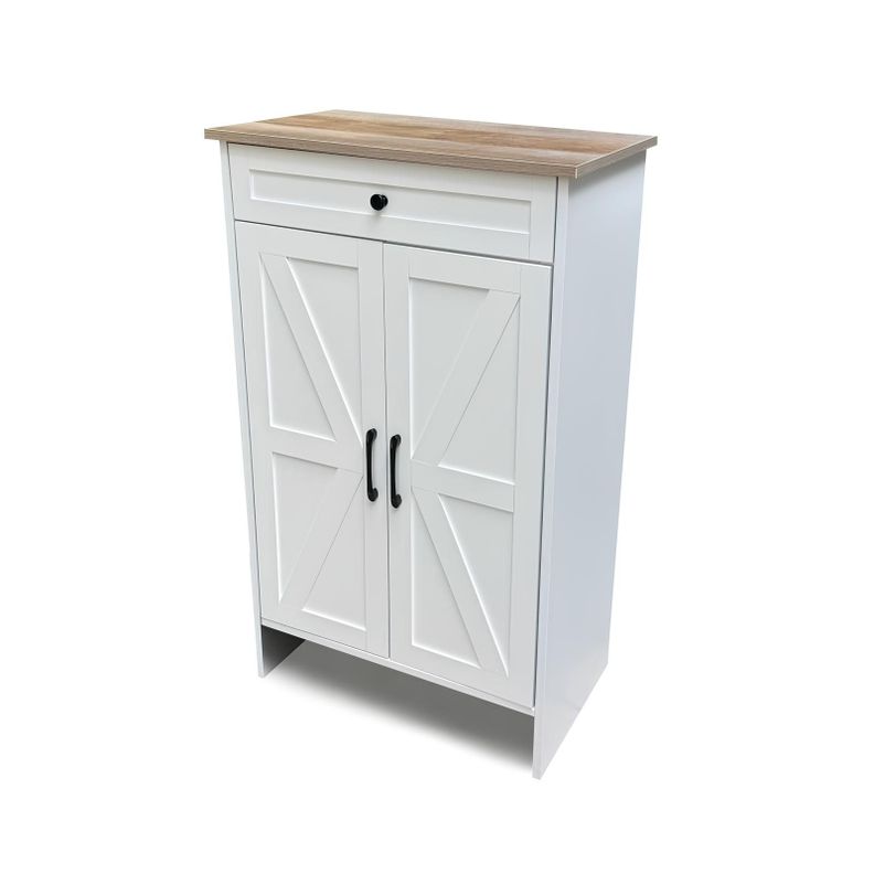 Mueble Zapatero Nordico Color Madera Natural 22 Zapatos Blanco