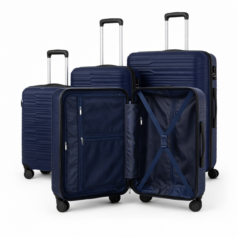 Set Maletas Rigidas Duraline Azul 3 Piezas Ruedas 360 Cerradura