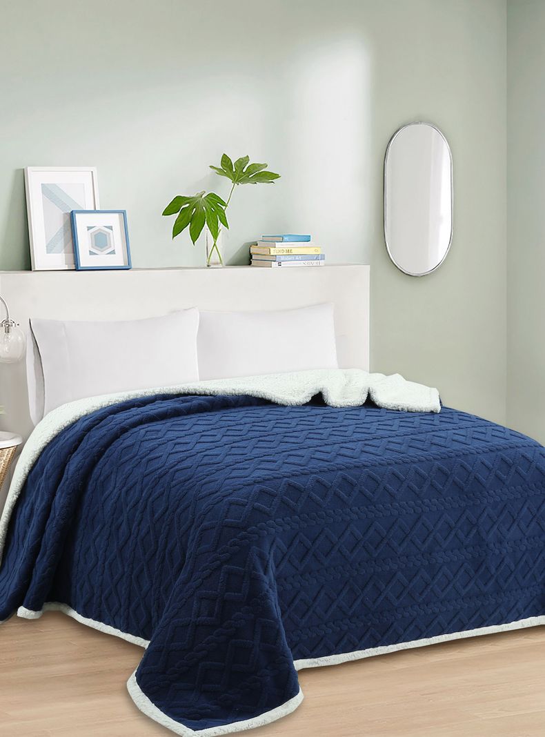 FRAZADA ANDES JACQUARD SHERPA AZUL 1.5 PLAZA