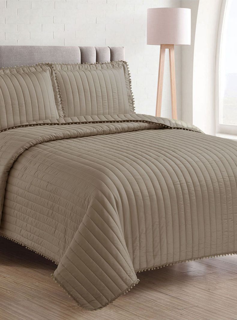 QUILT ANDES POM POM TAUPE 1.5 PLAZAS-0