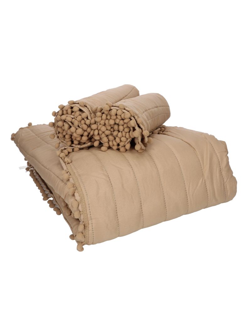 QUILT ANDES POM POM TAUPE 1.5 PLAZAS-5