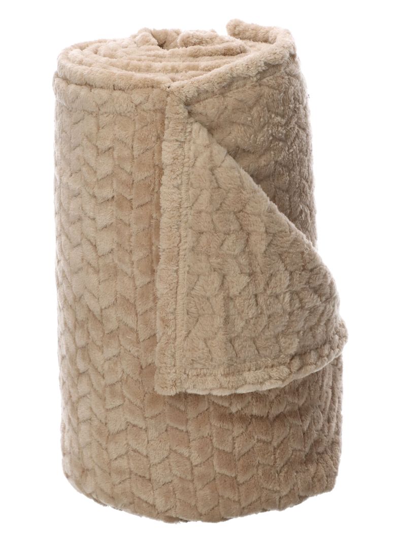 FRAZADA ANDES JACQUARD FLANNEL BEIGE 2 PLAZA-0