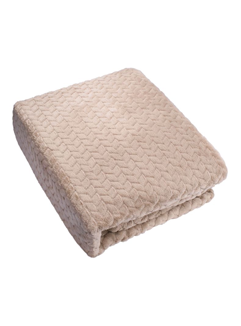 FRAZADA ANDES JACQUARD FLANNEL BEIGE 2 PLAZA-1