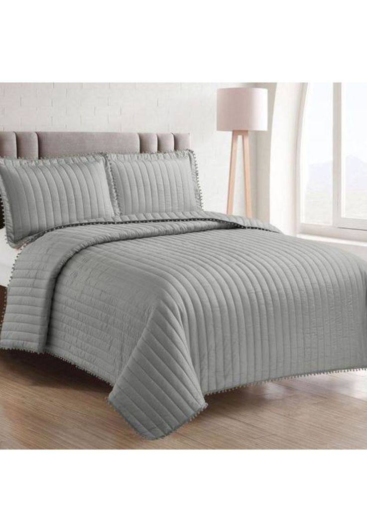 QUILT ANDES POM POM GRIS 1.5 PLAZAS Set