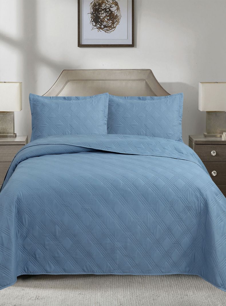 QUILT ANDES LISO AZUL 2 PLAZAS
